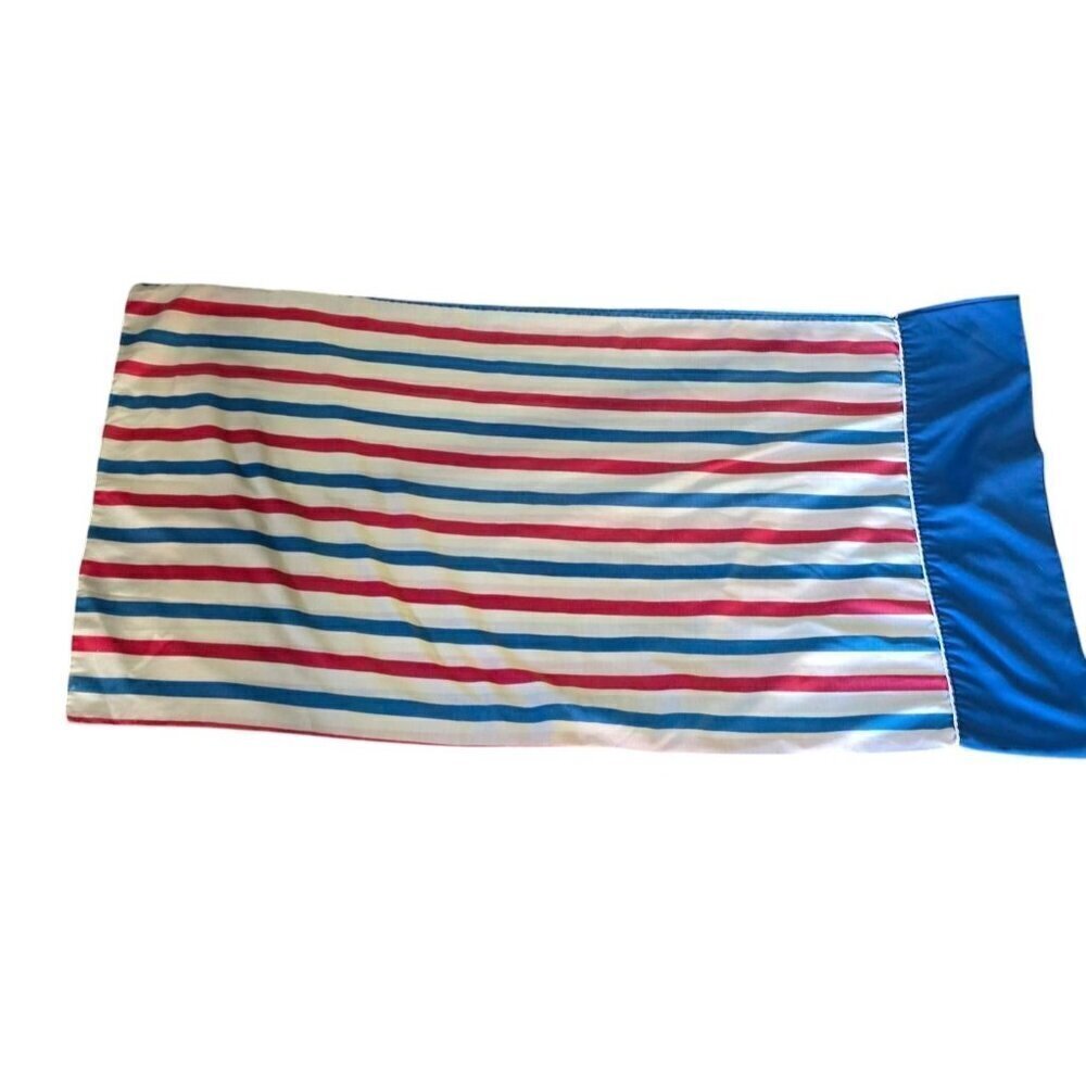 Vintage 70s 80s Cannon Monticello Striped Cotton Muslin Pillowcase Red White Lak